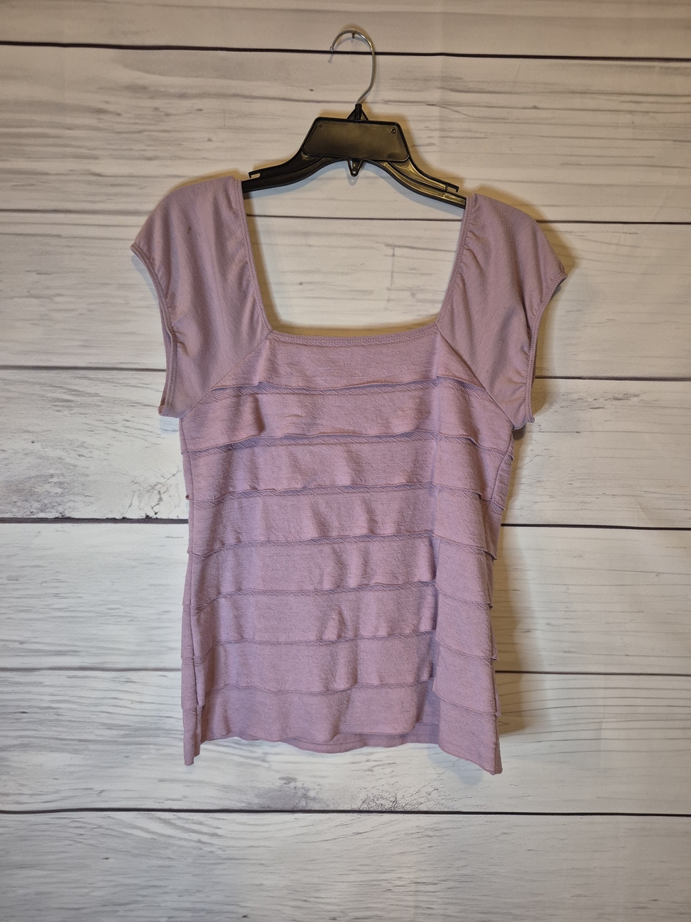 Sophie Max Lavender Scoop Square Neck Short Sleeve Top